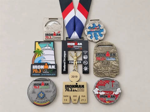 AI-assisted presentation of supplied custom medal shapes, colours and printed ribbons